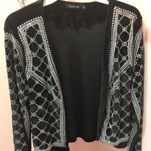 Velvet blazer with bead detailing